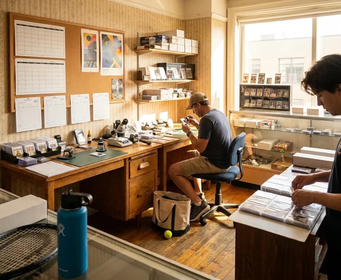 A bright Queens local-life scene connected to George Lombard Jr Sports Card Grading Queens US Open.