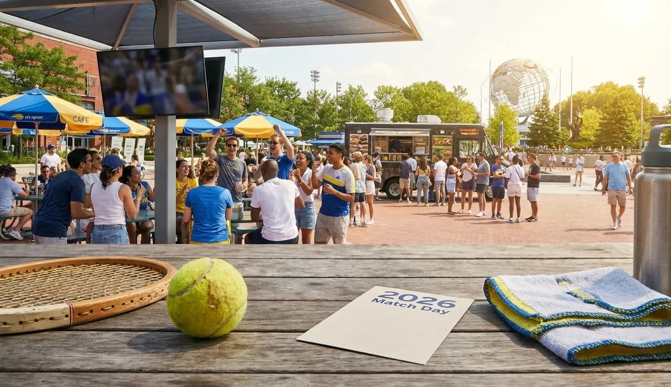 Bright Queens local-life detail for Osaka Tennis Comeback Watch Parties For US Open 2026.