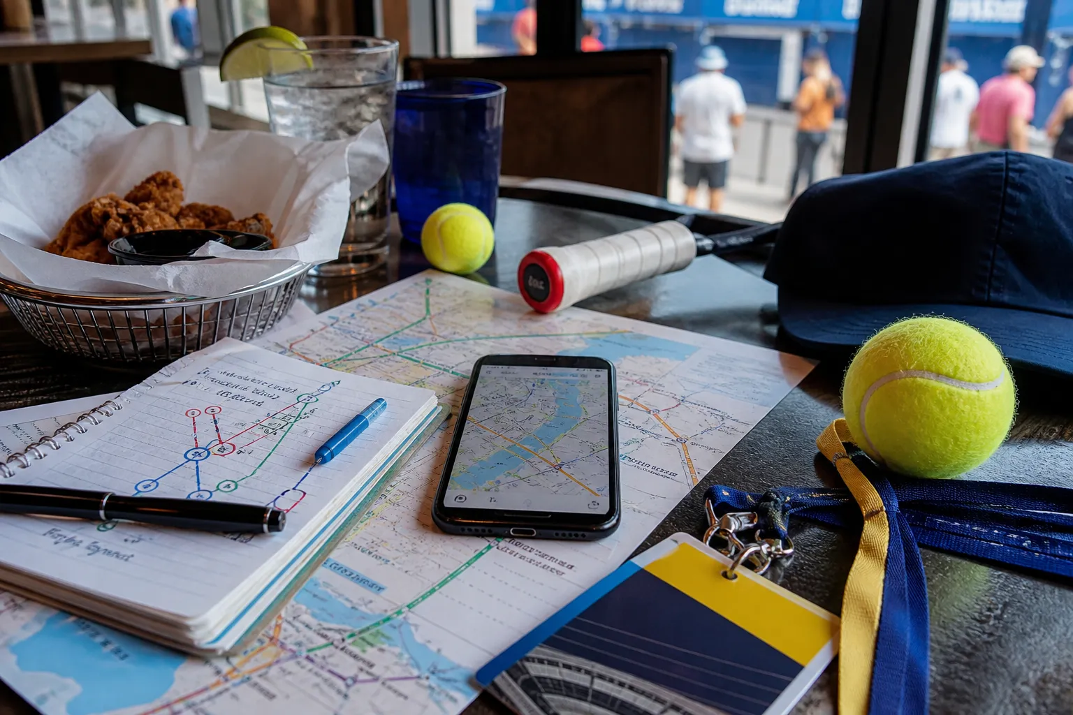 A bright New York local-life cover for Inter Miami vs San Luis Soccer Bars Near US Open 2026, with US Open 2026 tennis details.