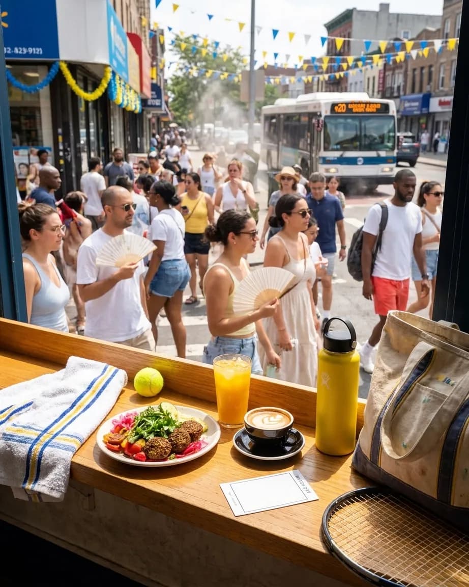 Bright Queens local-life detail for Guardians Vs Tigers Fan Plan For US Open 2026 Fan Walk.