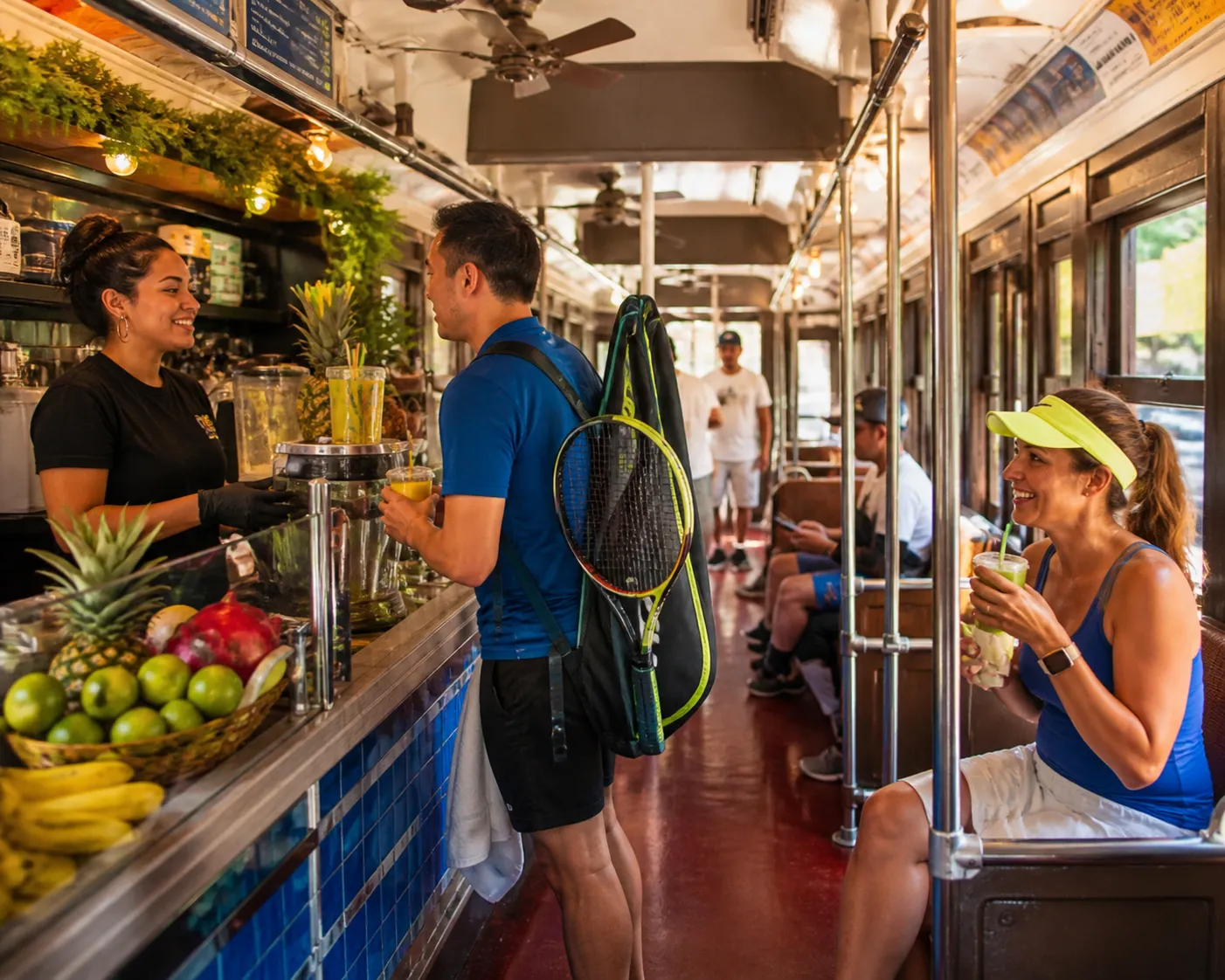 A bright Queens local-life scene connected to Super Troopers 3 Near US Open 2026: Latin American Juice Bars For Hot Match Days.