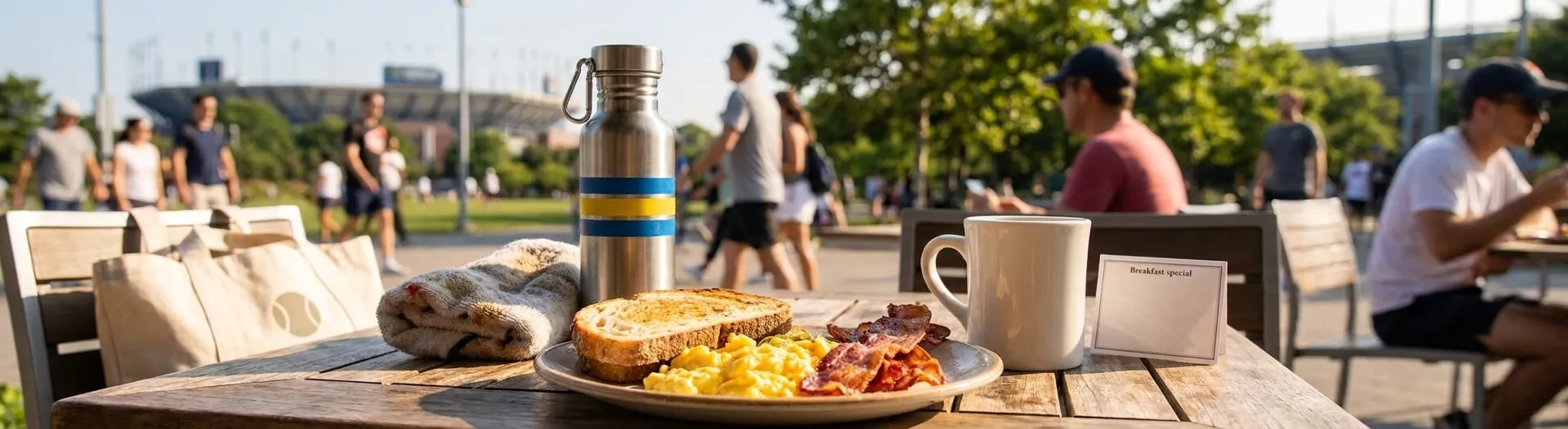 Bright Queens local-life detail for Maple Leaf Bacon Recall Breakfast Guide For US Open 2026.