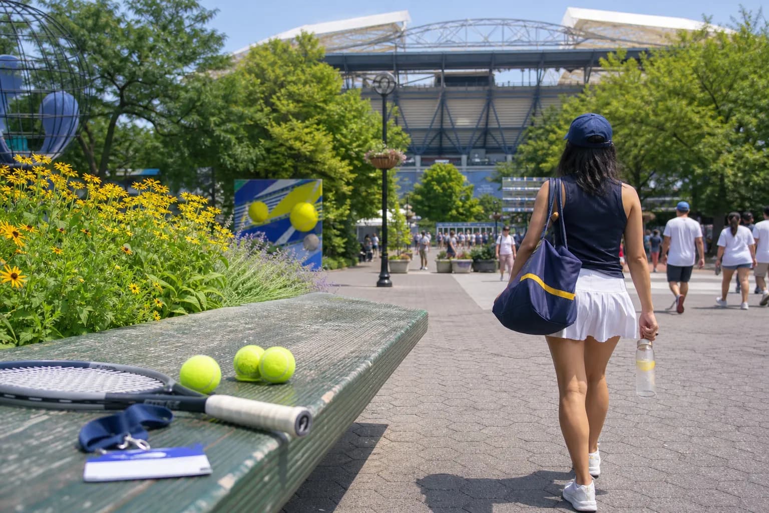 A bright New York local-life cover for Lions Gate Portal Wellness Walks Around US Open 2026, with US Open 2026 tennis details.
