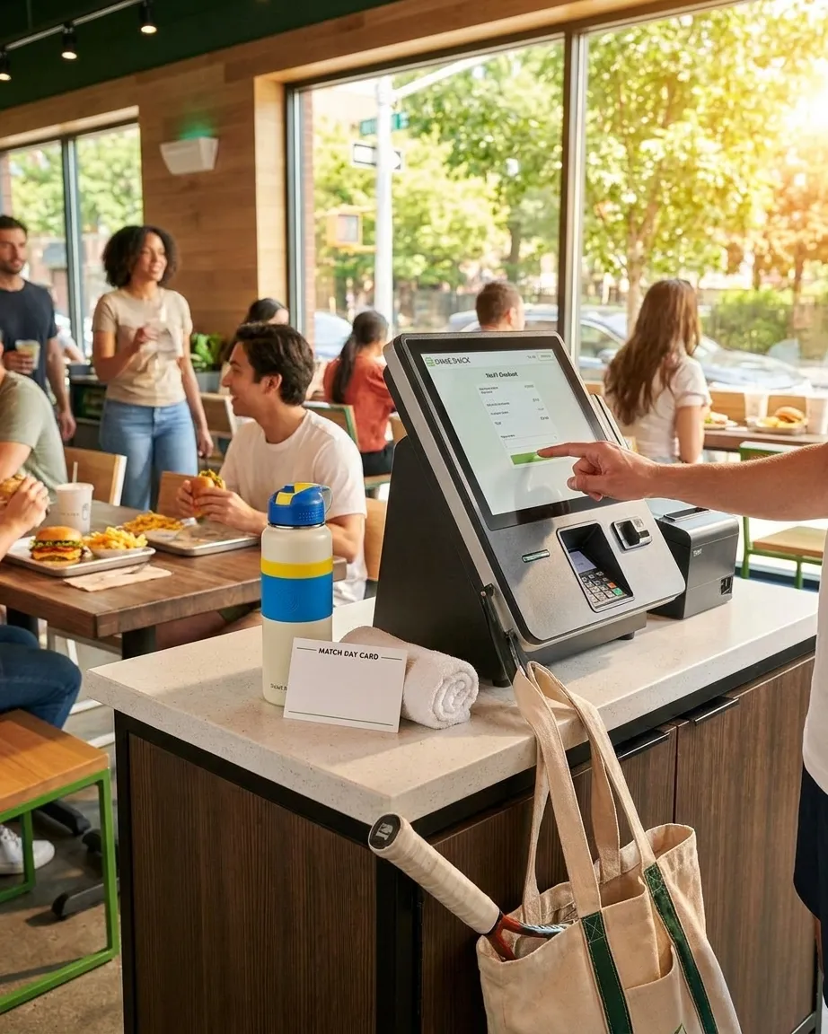 Bright Queens local-life detail for Shake Shack Self-Checkout Tips Around US Open 2026.