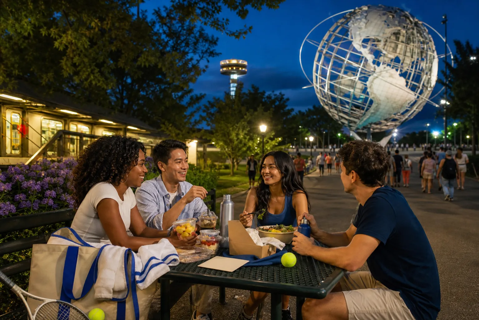 Bright realistic US Open 2026 local-life cover for Doppler Radar Field Notes For US Open 2026 Subway Timing Night Session.
