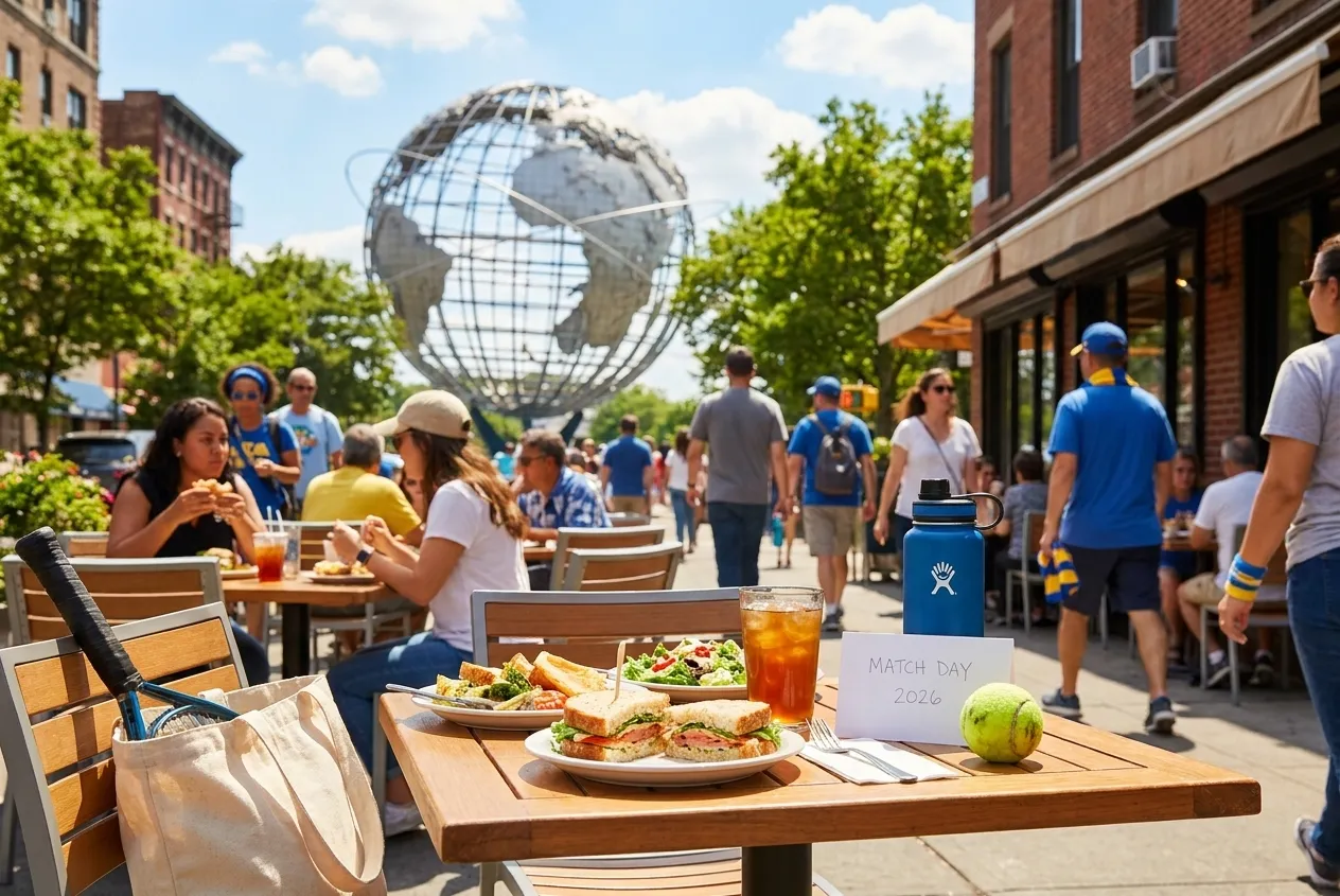Bright Queens local-life detail for Restaurant Chain Lunch Deals Near US Open 2026 Courts.