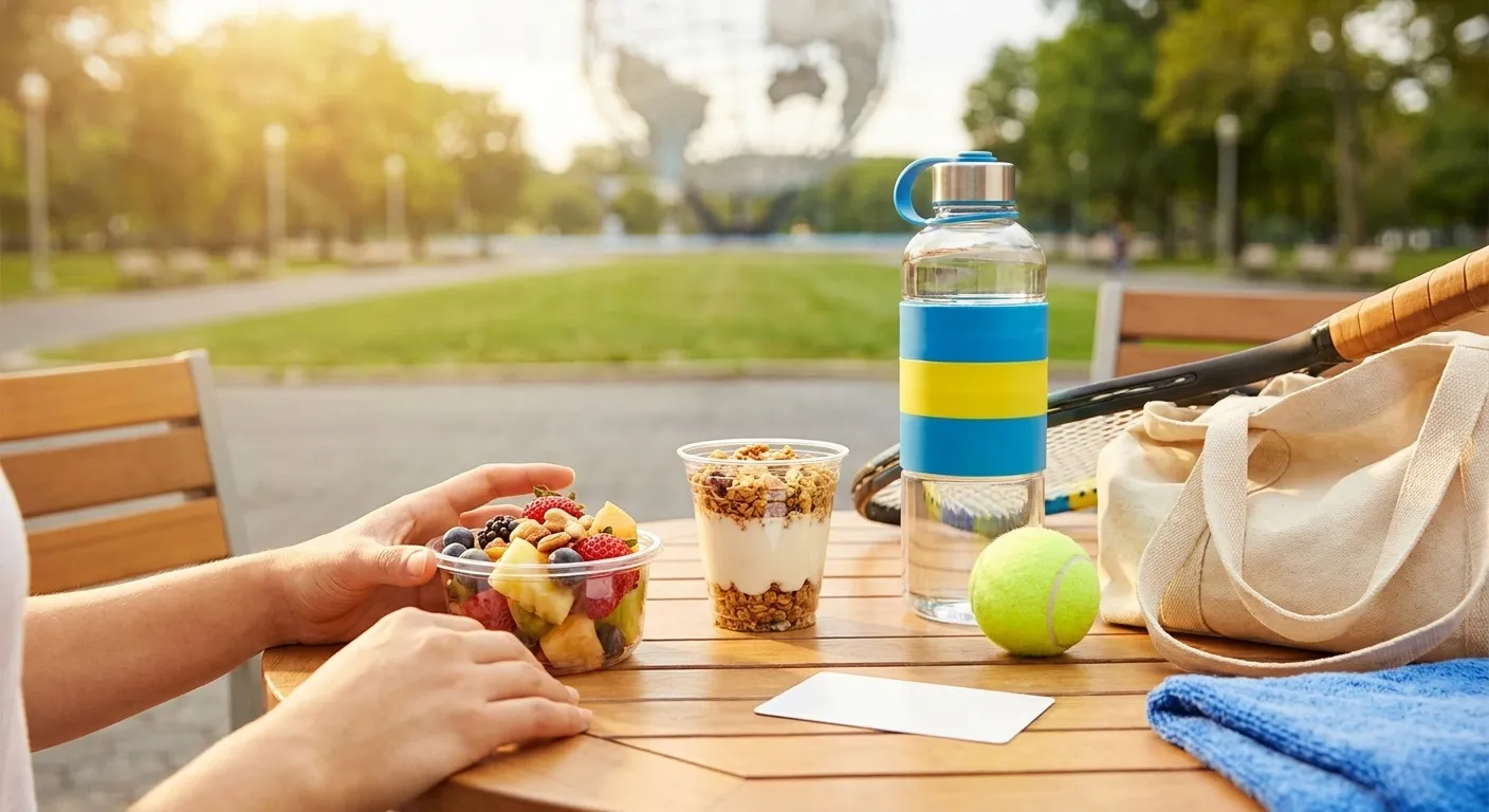 Bright Queens local-life detail for Low-Sugar Stadium Snacks Inspired By US Open 2026.
