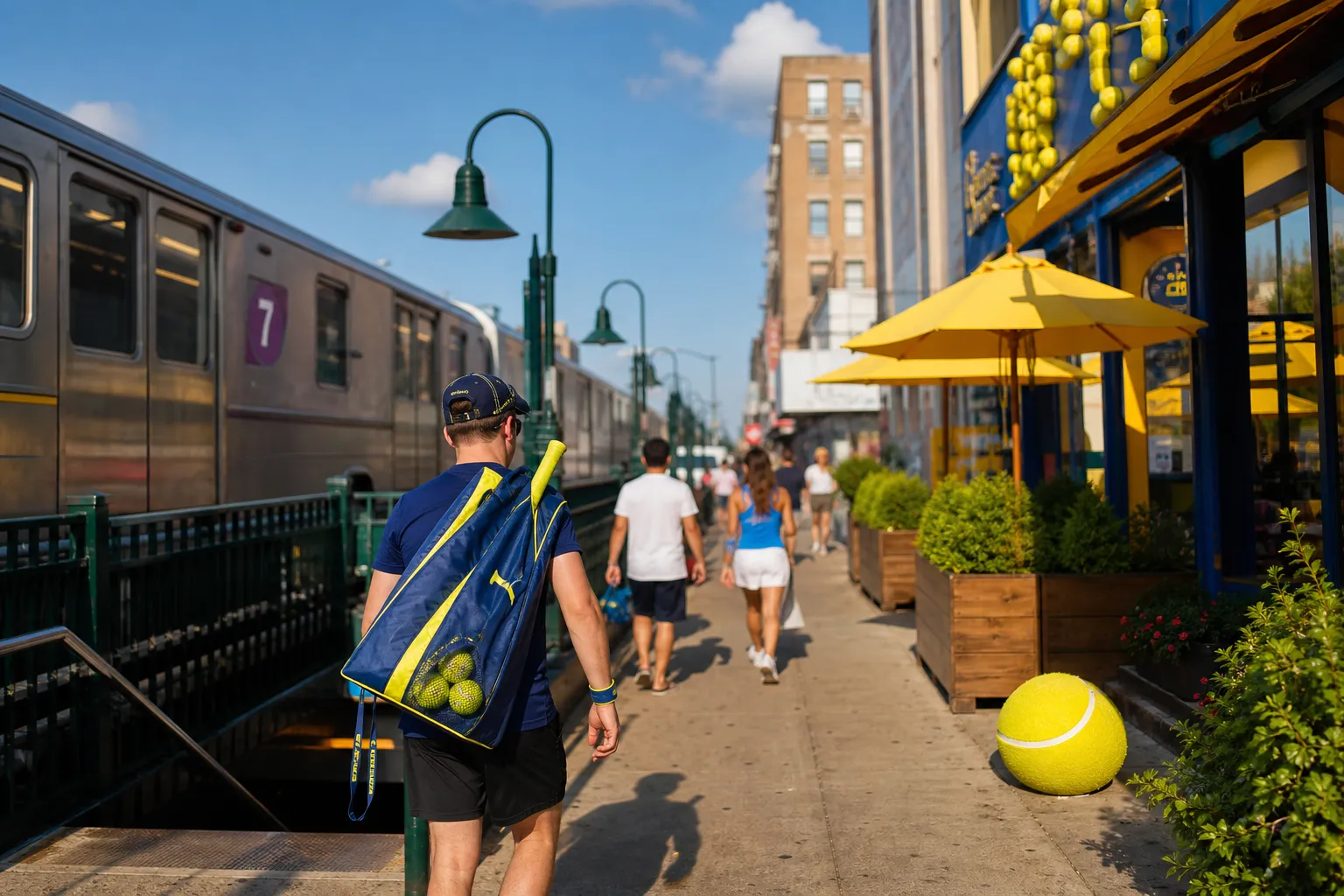 A bright New York local-life cover for Adam Vinatieri Football Hall Bars Near US Open 2026, with US Open 2026 tennis details.
