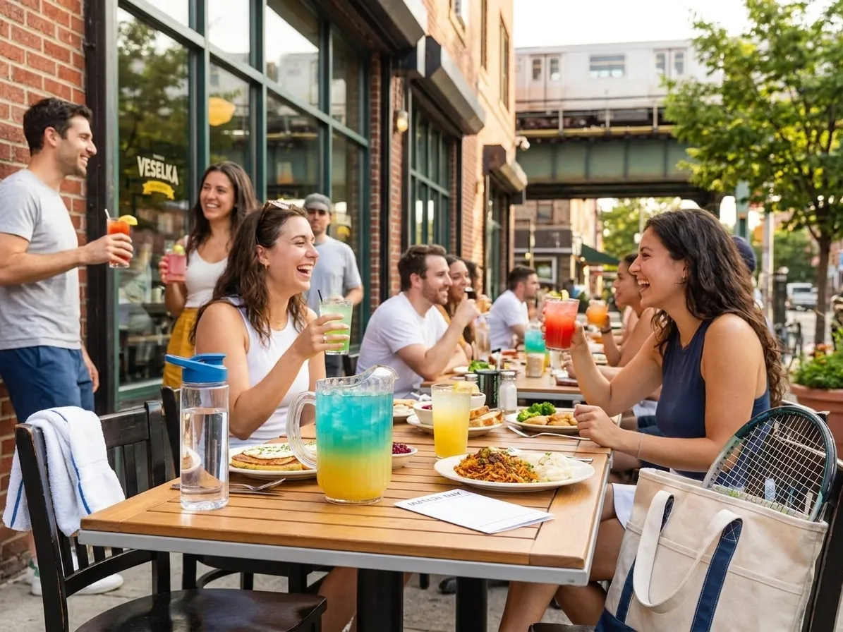 Bright Queens local-life detail for Mocktail Bars For US Open 2026 Night-Session Fans.