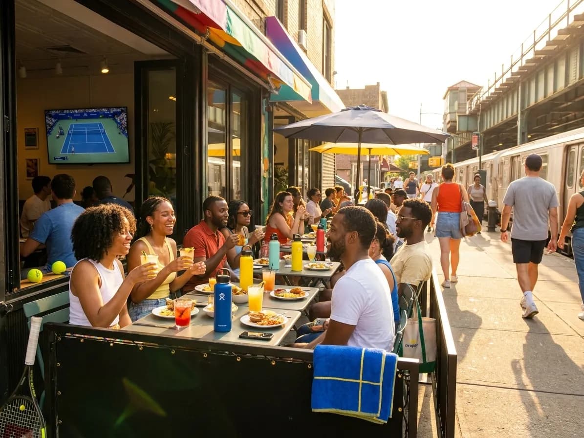 Bright realistic US Open 2026 local-life cover for Mocktail Bars For US Open 2026 Night-Session Fans.