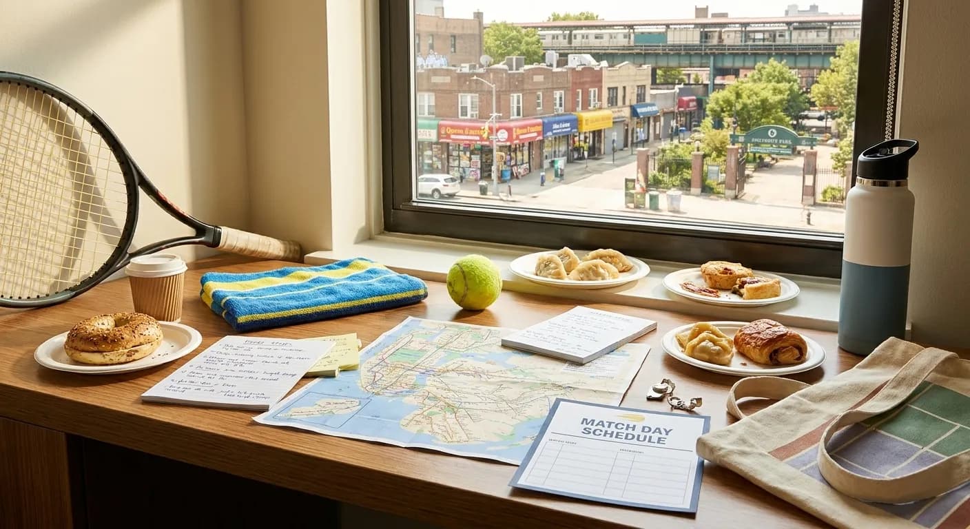 Bright realistic US Open 2026 local-life cover for David Ellison Guide For US Open 2026 Food Crawl.