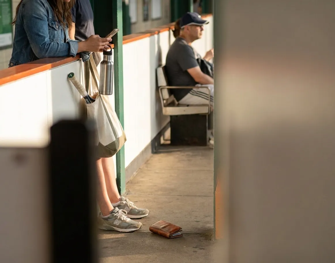 A bright Queens local-life scene inspired by new york subway platform, with subtle US Open details.