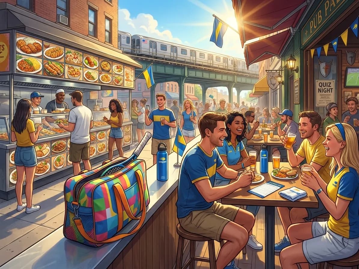 Bright realistic US Open 2026 local-life cover for House Of The Dragon Pub Quiz Nights For US Open 2026.