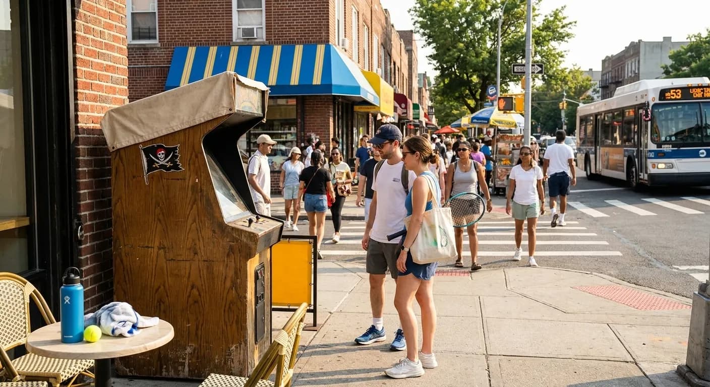 Bright Queens local-life detail for Assassins Creed Black Flag Arcade Stops Near US Open 2026.