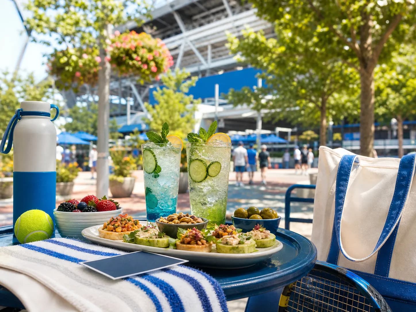 Bright realistic US Open 2026 local-life cover for Storm Ideas Around US Open 2026 Mocktail Table Qualifying Week.
