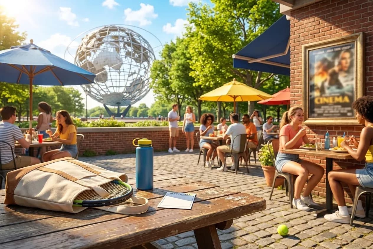 Bright Queens local-life detail for Brad Pitt Classic Cinema Bars Near US Open 2026.