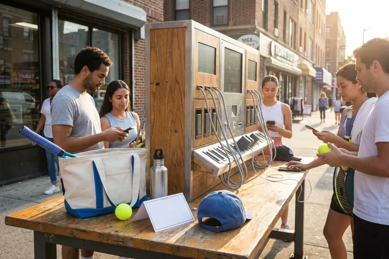 A bright Queens local-life scene connected to Giants vs Rangers Portable Battery Rentals Queens US Open.