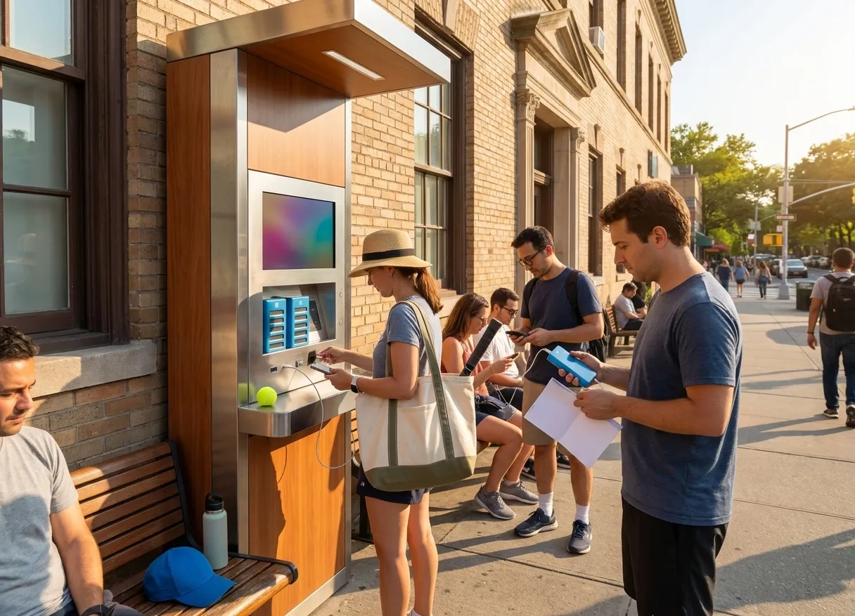 A bright Queens local-life scene connected to Giants vs Rangers Portable Battery Rentals Queens US Open.
