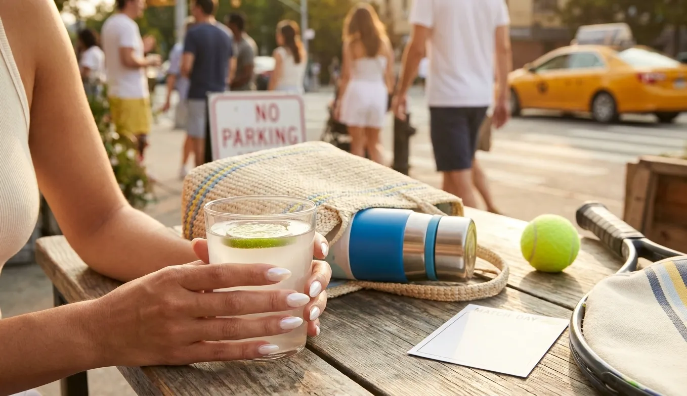 Bright Queens local-life detail for Coconut Water Nails Trend For US Open 2026 Courtside Looks.