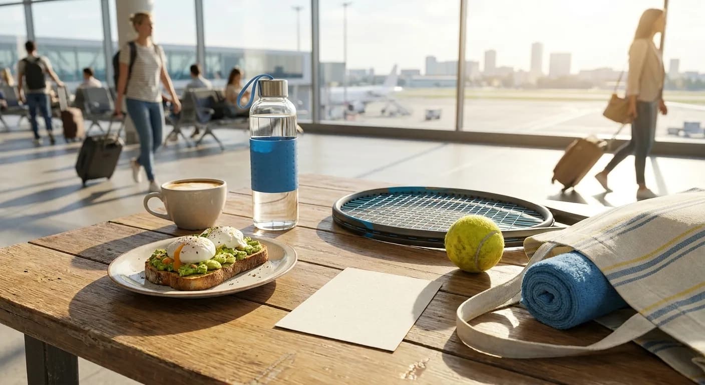 Bright realistic US Open 2026 local-life cover for JFK Airport Delay Cafes For US Open 2026 Arrivals.