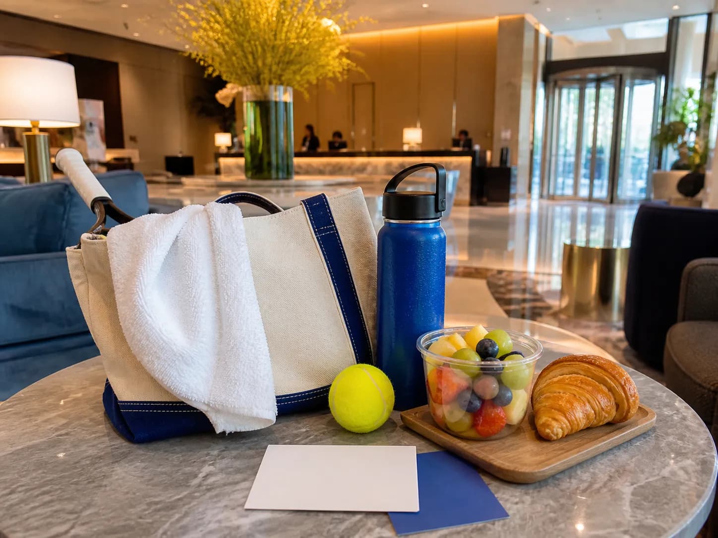 Bright Queens local-life detail for 7 Brew App Playbook For US Open 2026 Hotel Lobby Break Courtside.