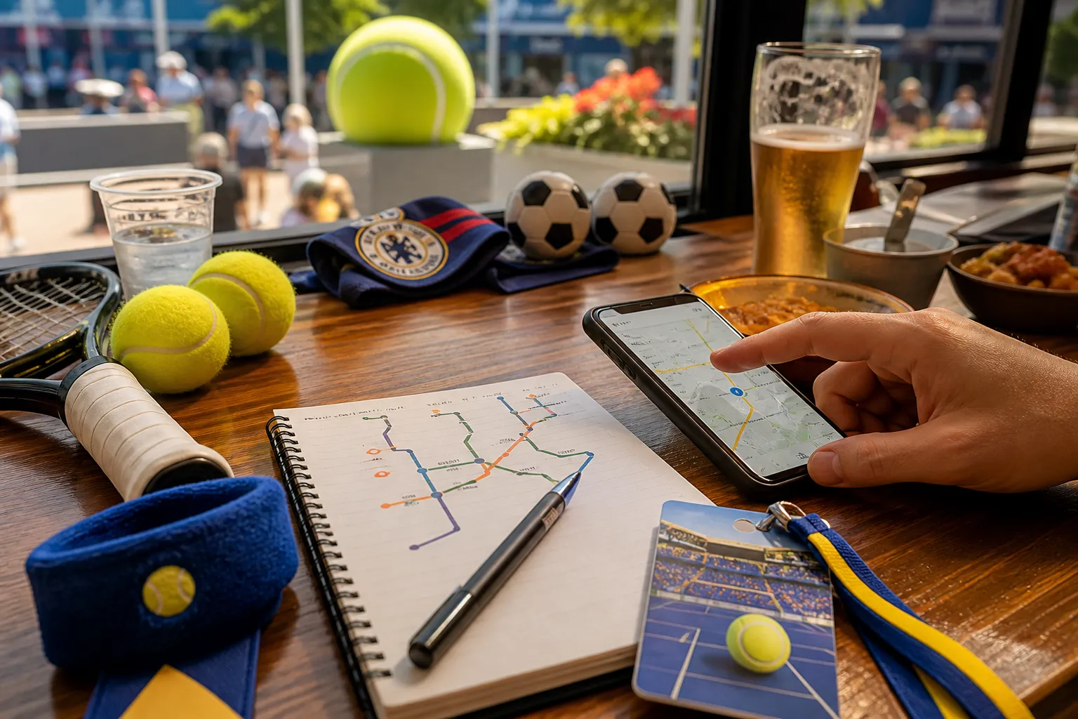 A bright New York local-life cover for Chelsea vs Milan Soccer Pubs Near US Open 2026, with US Open 2026 tennis details.