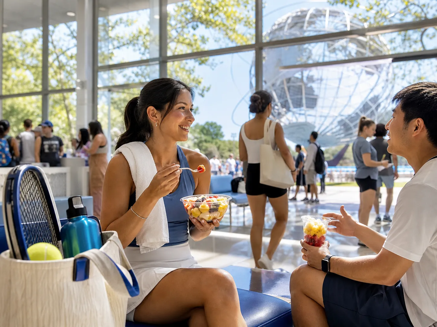 Bright realistic US Open 2026 local-life cover for Derecho Storm Playbook For US Open 2026 Stadium Snack Plan Heat Wave.