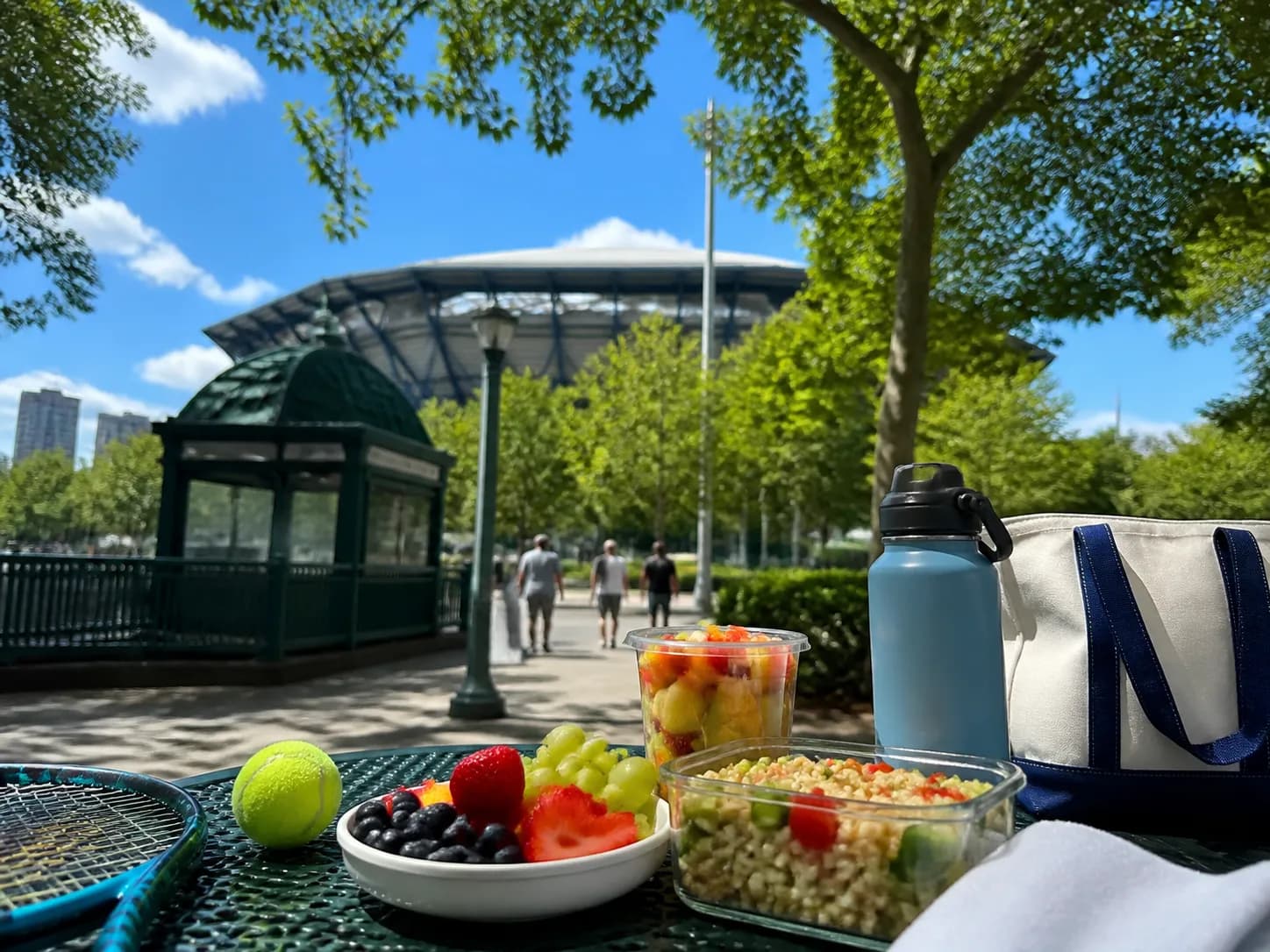 Bright Queens local-life detail for Derecho Storm Playbook For US Open 2026 Stadium Snack Plan Heat Wave.