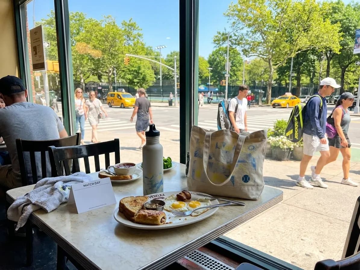 Bright Queens local-life detail for US Open 2026 Qualifying Week Food And Weather Guide.
