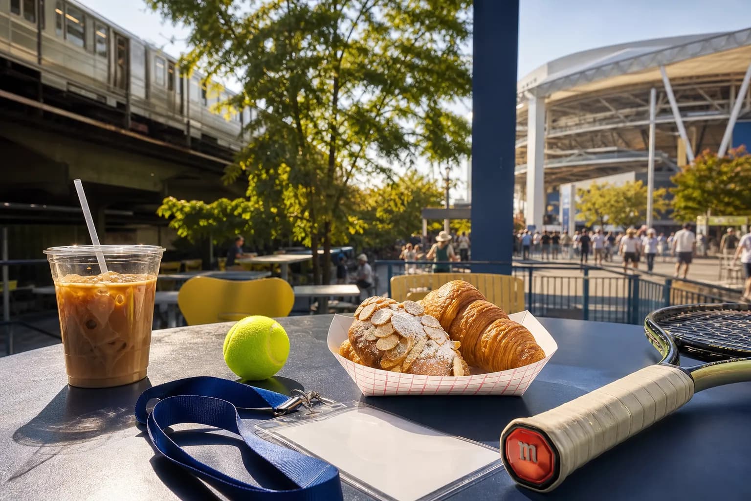 A bright New York local-life cover for Chelsea Juventus Italian Espresso Stops Around US Open 2026, with US Open 2026 tennis details.