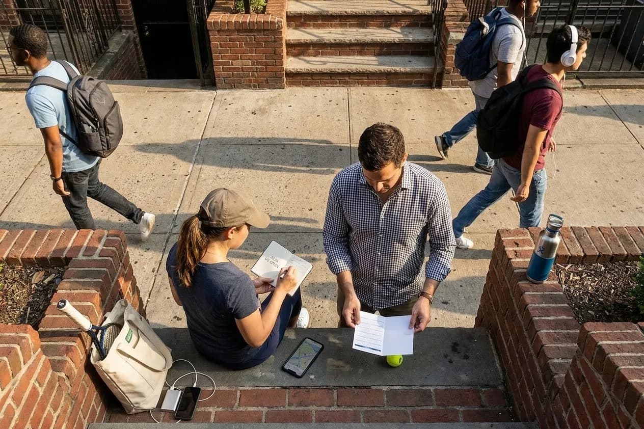 A bright Queens local-life scene connected to Google Stock Search Habits for Planning US Open Days.
