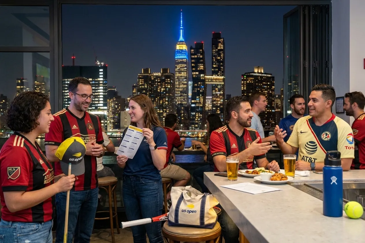 Bright New York local-life cover for MLS All Star Game Energy at US Open Soccer Bars.