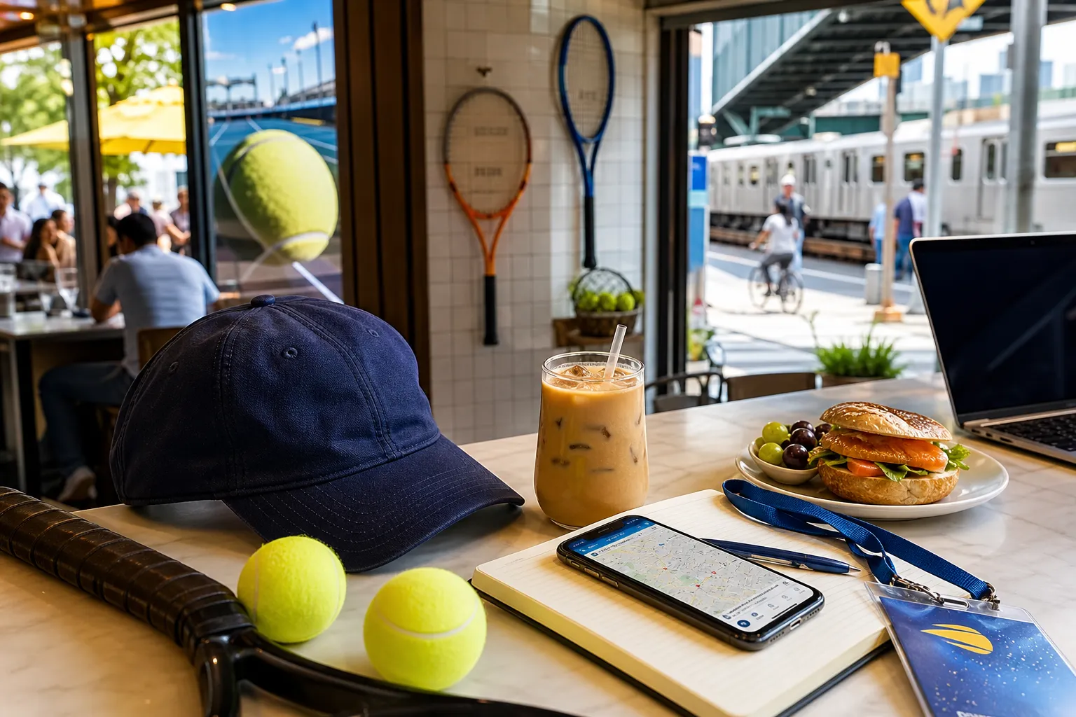 A bright New York local-life cover for AMD Stock Laptop-Friendly Cafes For US Open 2026 Writers, with US Open 2026 tennis details.