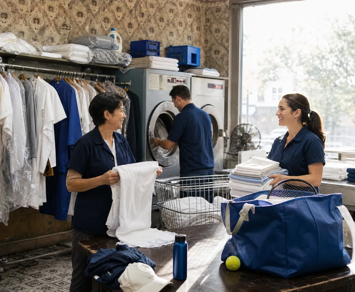 A bright Queens local-life scene connected to White Sox vs Red Sox Fans Laundromat Routes Near US Open.