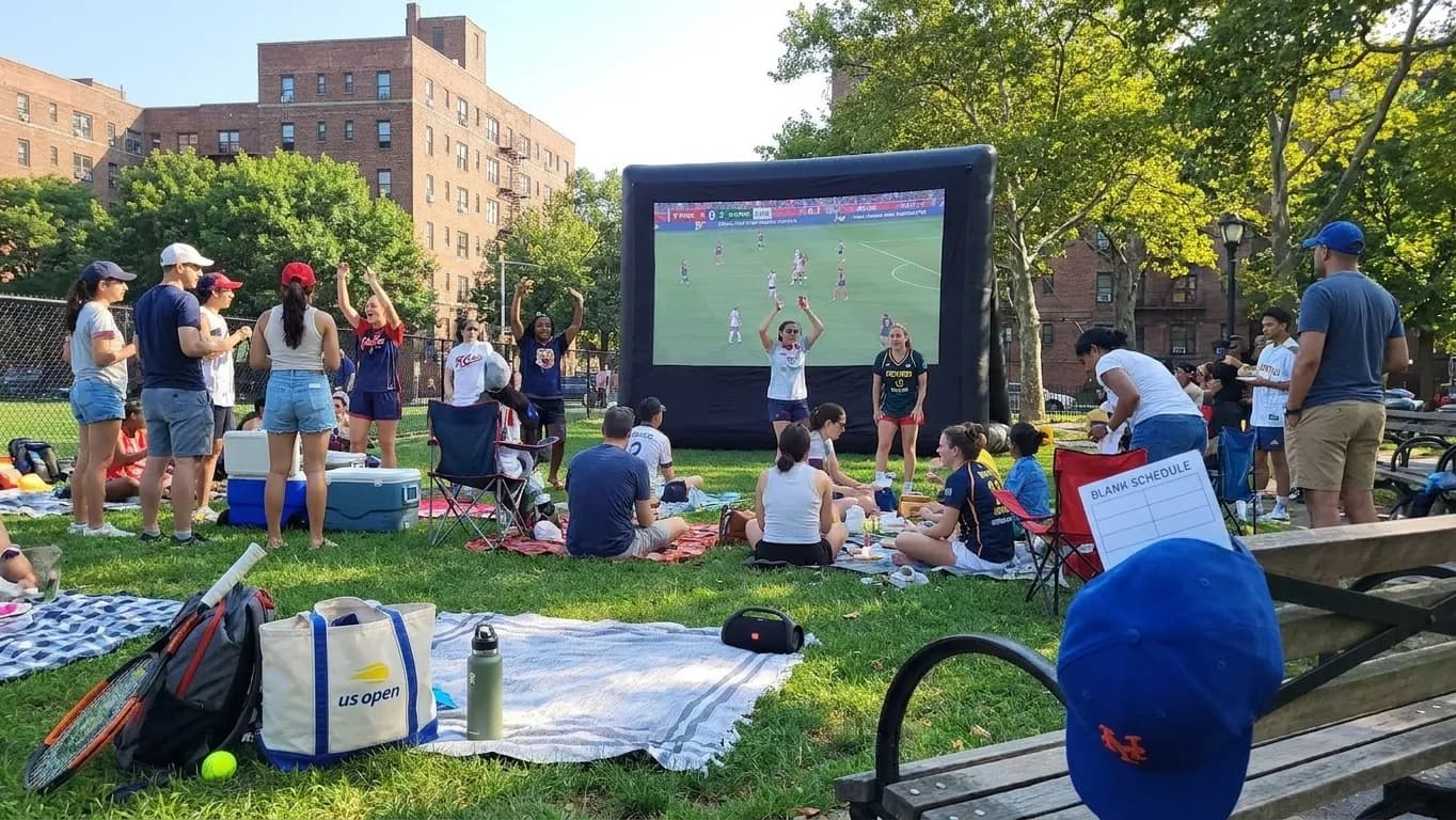A bright Queens local-life scene connected to Fever vs Storm Watch Parties During US Open Week.