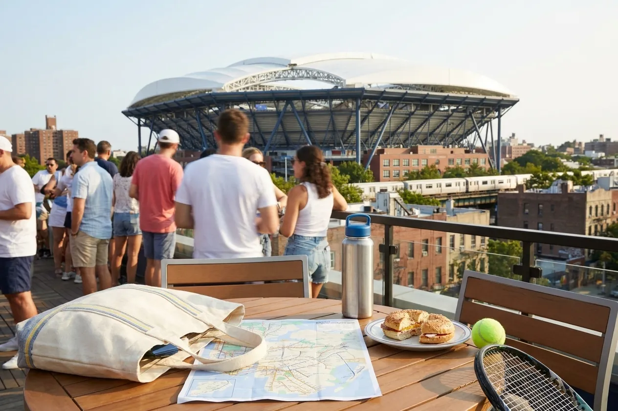 Bright Queens local-life detail for Oprah Stedman Graham Public Checklist For US Open 2026 Rooftop Pause.