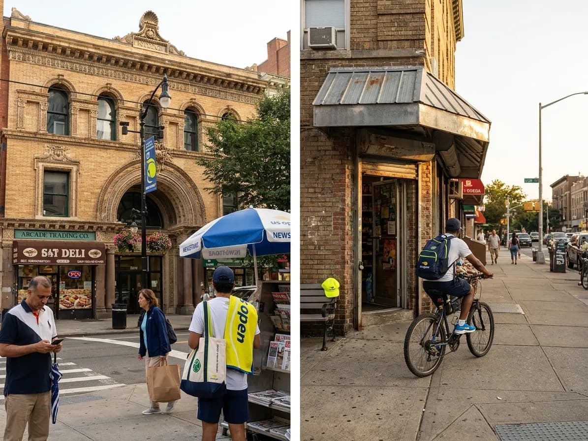 A distinct New York editorial scene inspired by new york arcade interior, connected to US Open week.