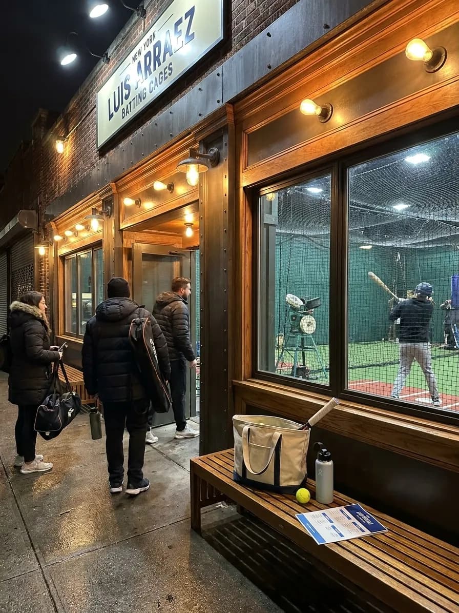 Bright New York local-life cover for Luis Arraez Batting Cages: Queens Practice Facilities Near 2026 Open.