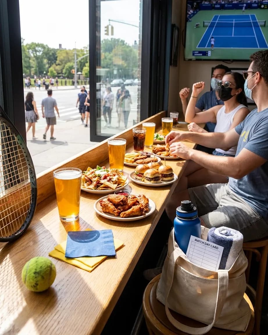 Bright realistic US Open 2026 local-life cover for Rays Athletics Budget Bar Guide For US Open 2026.