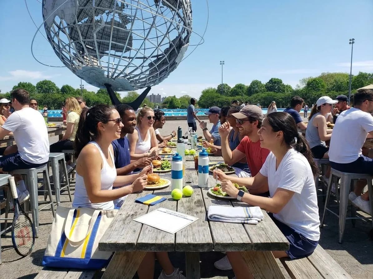 Bright realistic US Open 2026 local-life cover for Reacher Season 4 Scenes Around US Open 2026 Picnic Corner.