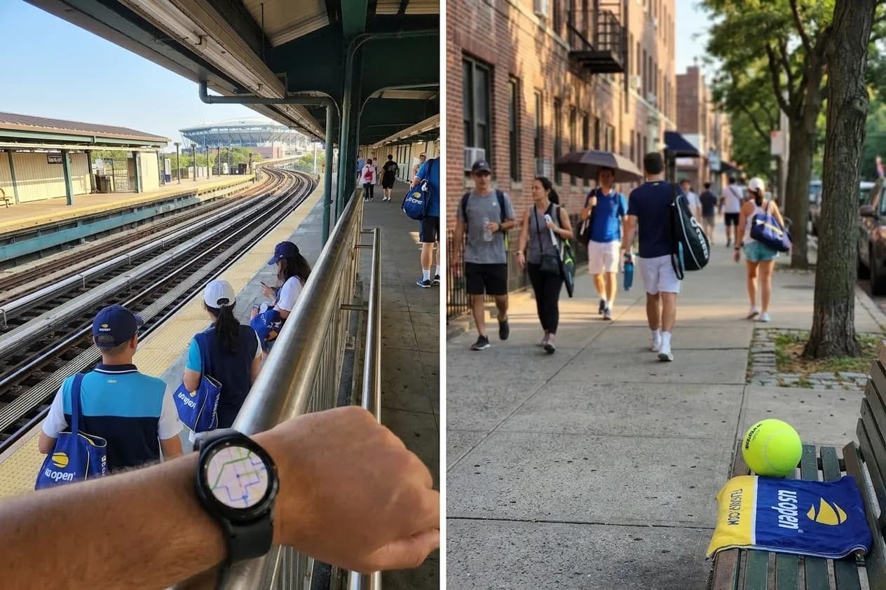 A distinct New York editorial scene inspired by mets willets point station, connected to US Open week.