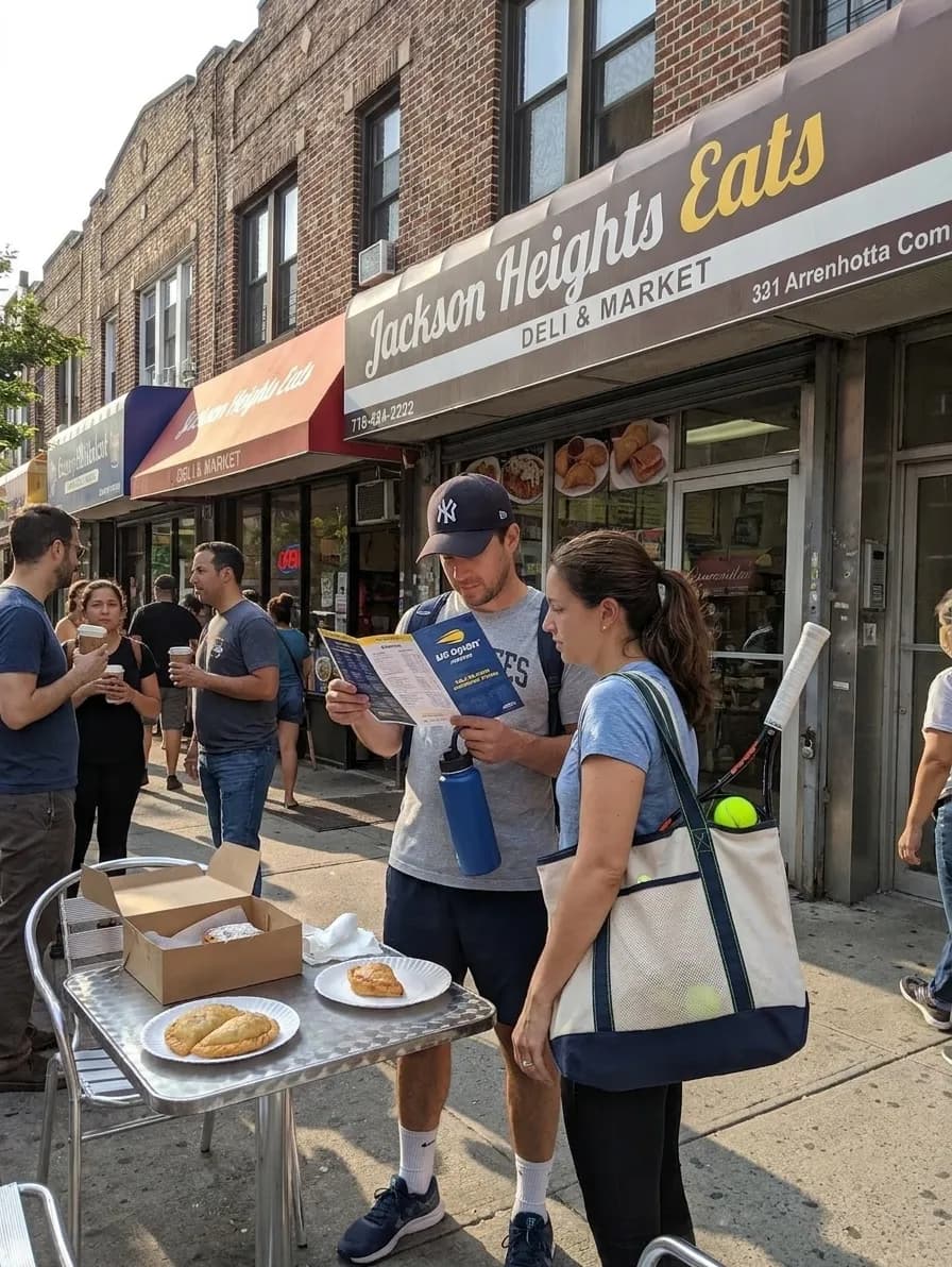 A bright Queens local-life scene connected to Yankees vs White Sox Dinner Plans Near US Open.