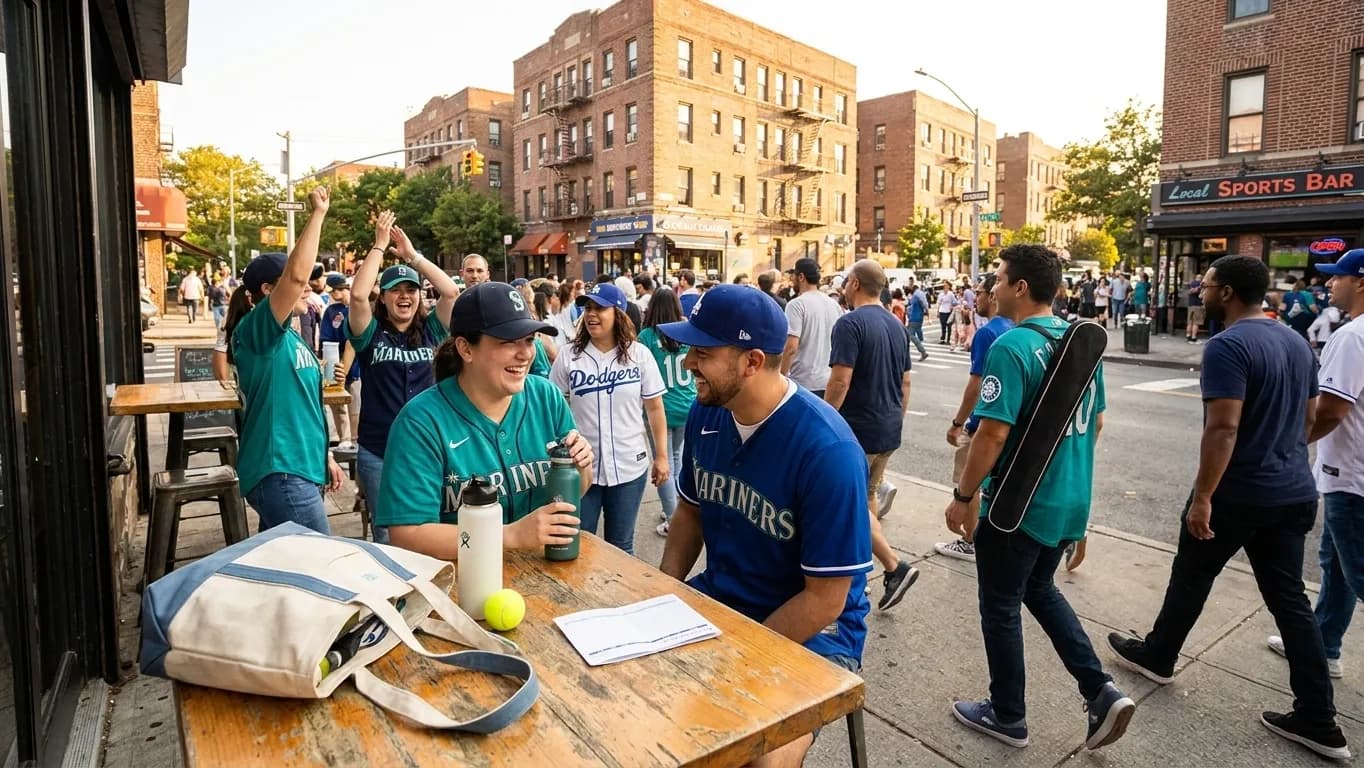 A bright Queens local-life scene connected to Mariners vs Dodgers West Coast Fans at US Open.