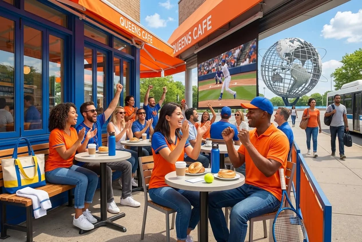 Bright realistic US Open 2026 local-life cover for Orioles Twins Early Game Cafes During US Open 2026.