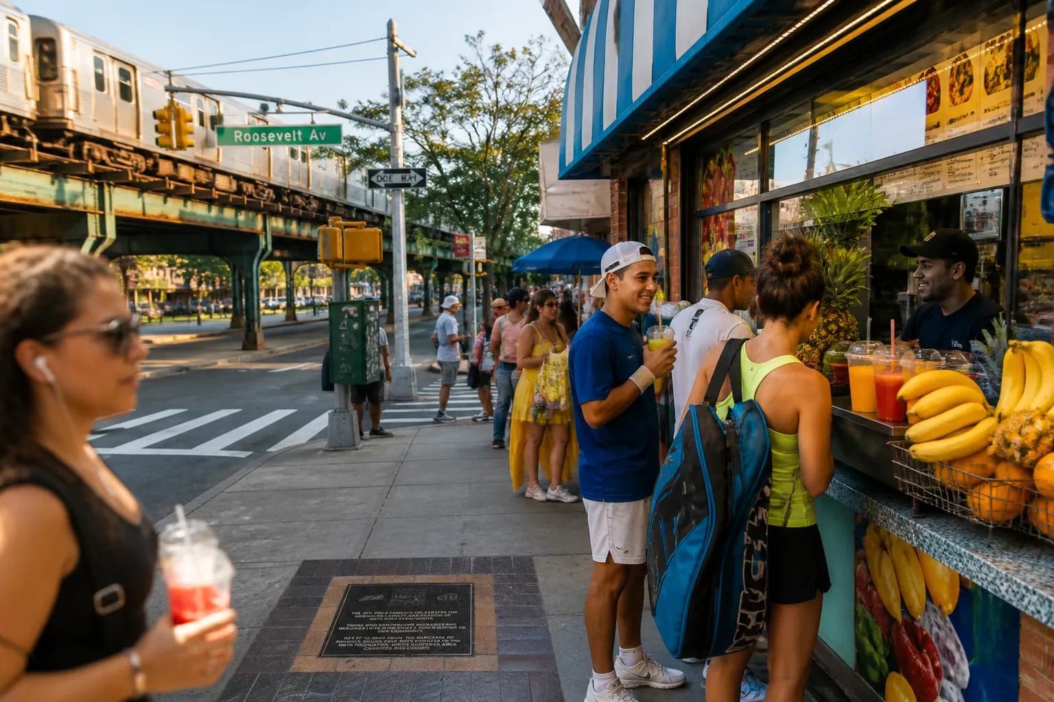 Bright New York local-life cover for América Vs San Diego Near US Open 2026: Latin American Juice Bars For Hot Match Days.