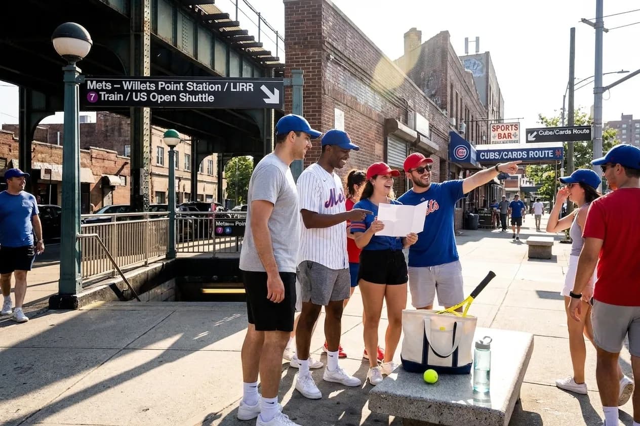 Bright New York local-life cover for Cubs vs Cardinals Sports Bar Routes After US Open.