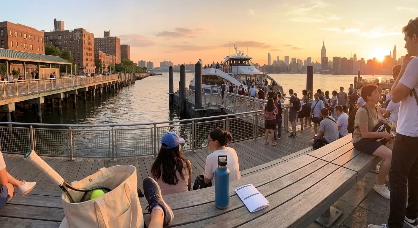 A bright Queens local-life scene connected to Nationals vs Phillies Ferry Viewpoints After US Open Matches.