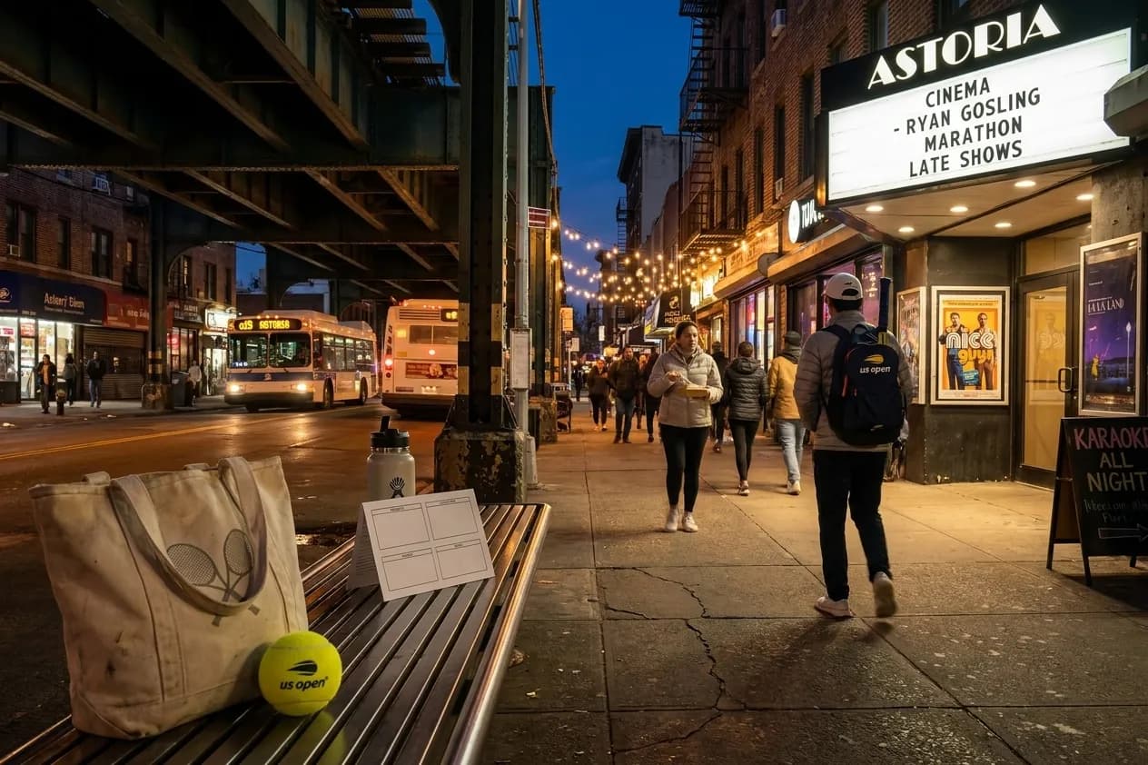 A bright Queens local-life scene connected to Ryan Gosling Movie Night Ideas After US Open Sessions.