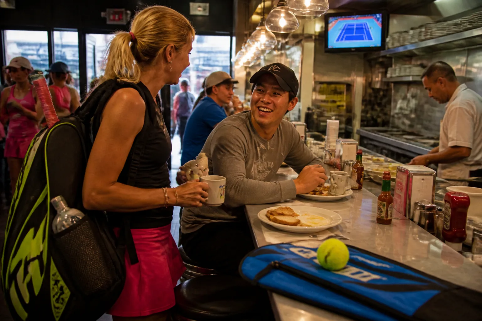 A bright Queens local-life scene connected to Salmonella Outbreak Linked To Eggs Near US Open 2026: Queens Breakfast Counters Before Day Sessions.