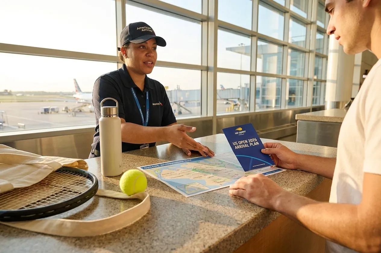 Bright New York local-life cover for American Airlines Arrival Plans for US Open Travelers.